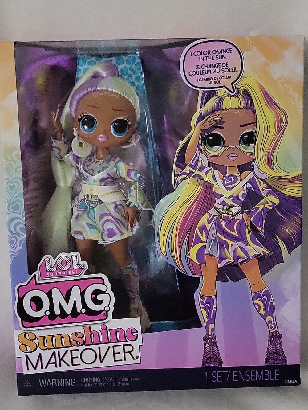 MGA L.O.L. Surprise! O.M.G. Sunshine Makeover Sunrise Color Change Doll 10in